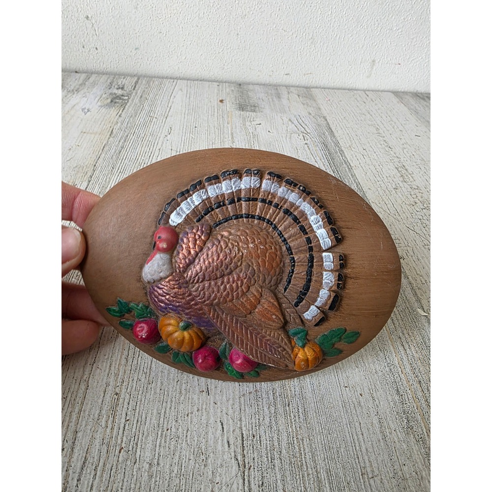 Vintage ceramic turkey fall Thanksgiving sign‎ plaque hanging wall decor